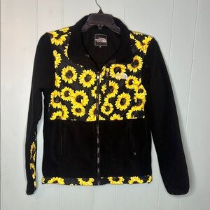 The North Face Black and Yellow Utility Jacket with Sunflower Design